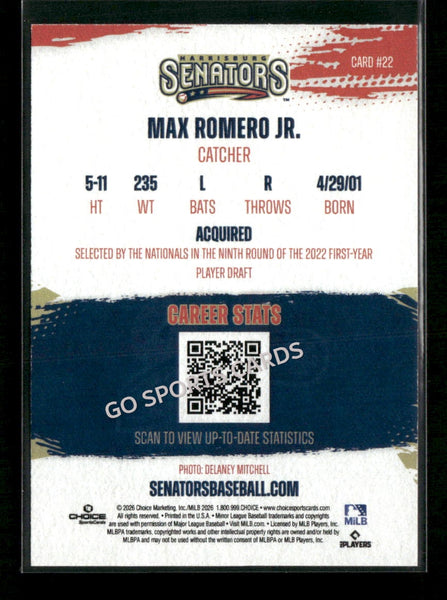 2026 Harrisburg Senators Max Romero Jr