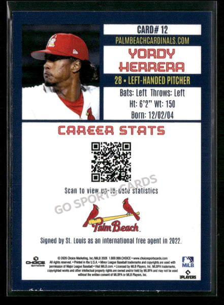 2026 Palm Beach Cardinals Yordy Herrera