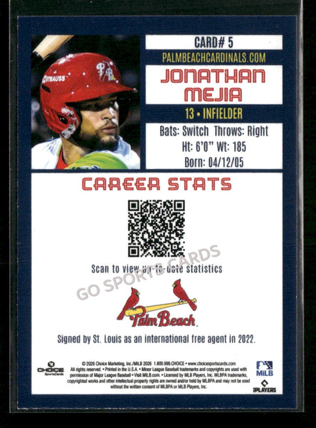 2026 Palm Beach Cardinals Jonathan Mejia