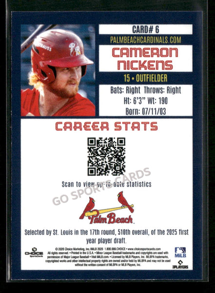 2026 Palm Beach Cardinals Cameron Nickens