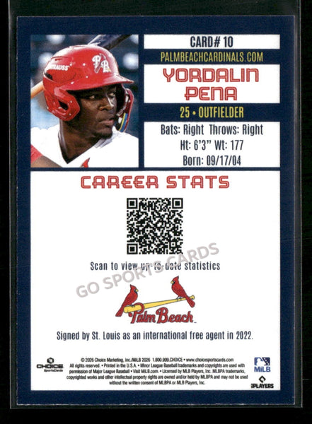 2026 Palm Beach Cardinals Yordalin Pena