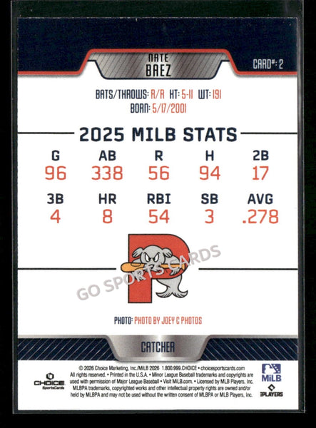 2026 Portland Sea Dogs Nate Baez