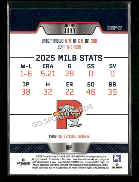 2026 Portland Sea Dogs Jorge Juan