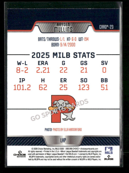 2026 Portland Sea Dogs Hayden Mullins