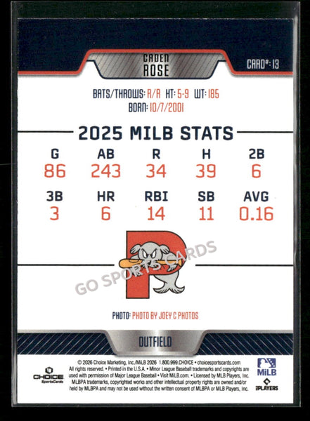 2026 Portland Sea Dogs Caden Rose
