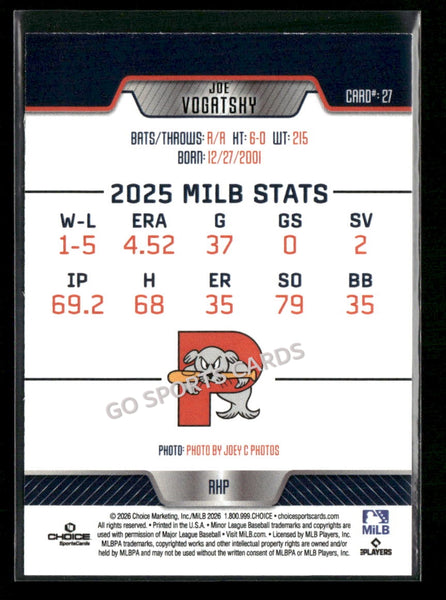 2026 Portland Sea Dogs Joe Vogatsky
