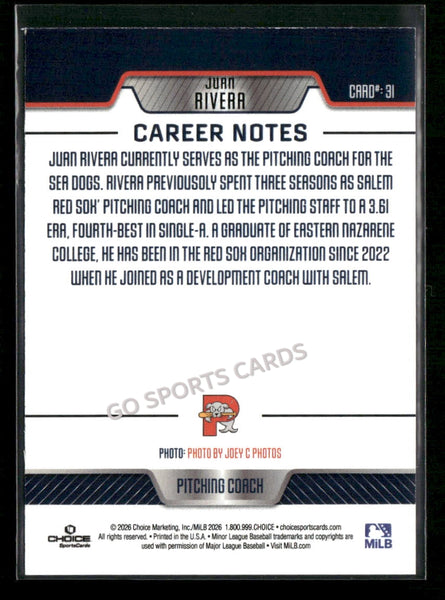 2026 Portland Sea Dogs Juan Rivera