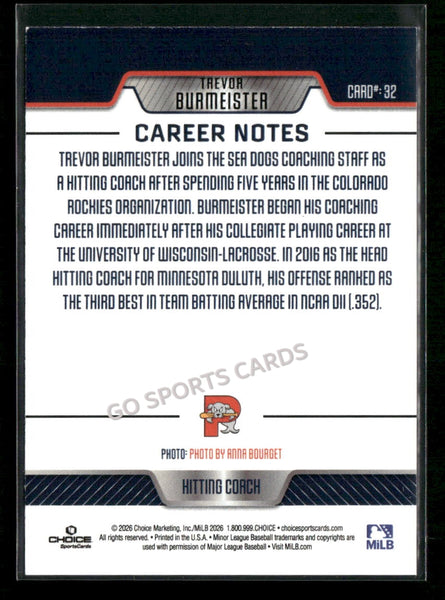 2026 Portland Sea Dogs Trevor Burmeister