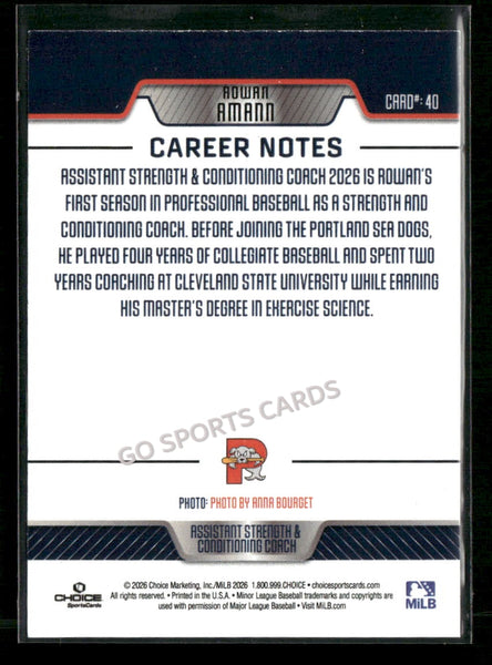 2026 Portland Sea Dogs Rowan Amann