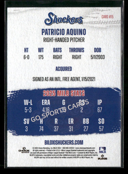 2026 Biloxi Shuckers Patricio Aquino