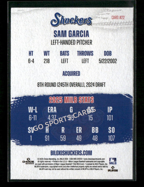 2026 Biloxi Shuckers Sam Garcia