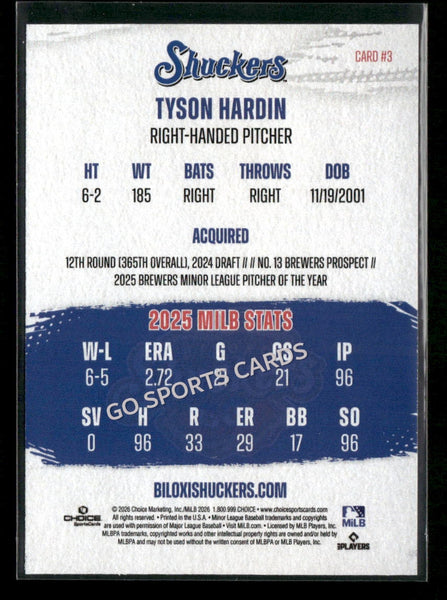 2026 Biloxi Shuckers Tyson Hardin