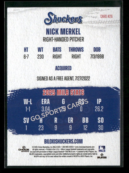 2026 Biloxi Shuckers Nick Merkel