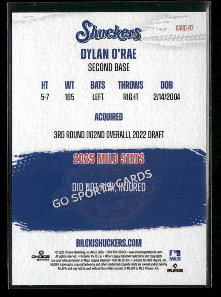 2026 Biloxi Shuckers Dylan O'Rae