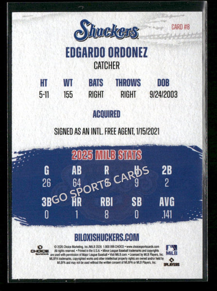 2026 Biloxi Shuckers Edgardo Ordonez