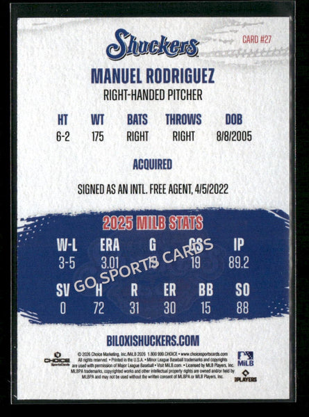 2026 Biloxi Shuckers Manuel Rodriguez