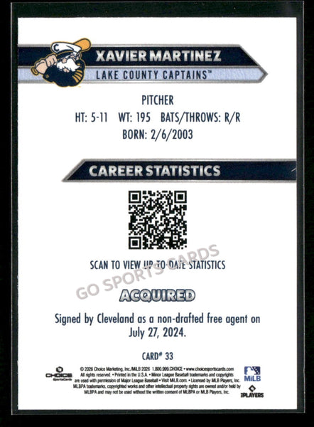 2026 Lake County Captains Xavier Martinez