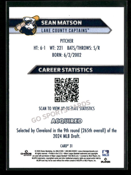 2026 Lake County Captains Sean Matson