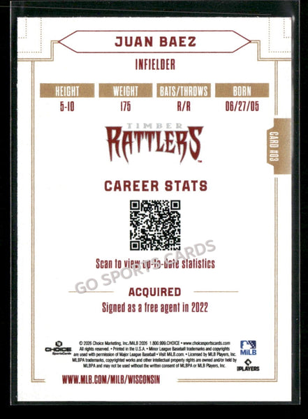 2026 Wisconsin Timber Rattlers Juan Baez