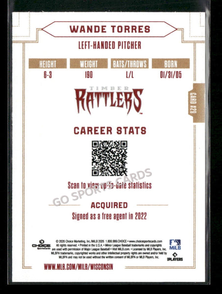 2026 Wisconsin Timber Rattlers Wande Torres