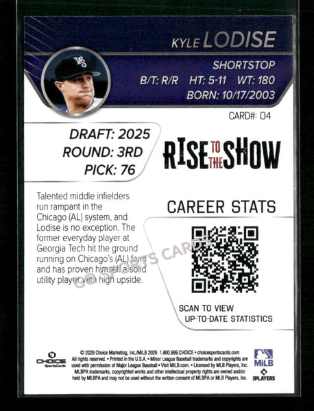 2026 Winston Salem Rise to the Show Top Prospects GOLD /100 Kyle Lodise
