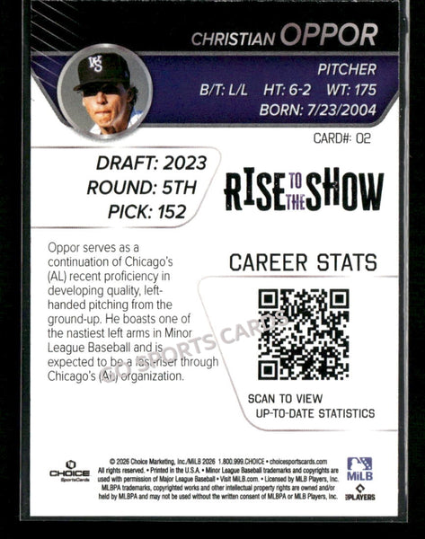 2026 Winston Salem Rise to the Show Top Prospects GOLD /100 Christian Oppor