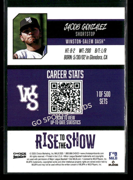 2025 Winston Salem Rise to the Show Top Prospects Jacob Gonzalez