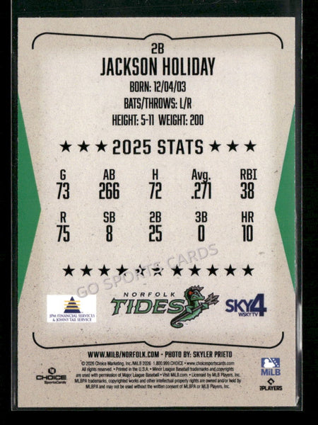 2026 Norfolk Tides Jackson Holliday Holiday