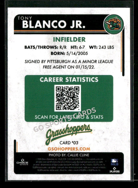 2026 Greensboro Grasshoppers Tony Blanco Jr