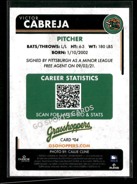2026 Greensboro Grasshoppers Victor Cabreja