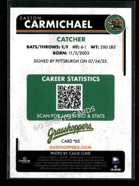 2026 Greensboro Grasshoppers Easton Carmichael