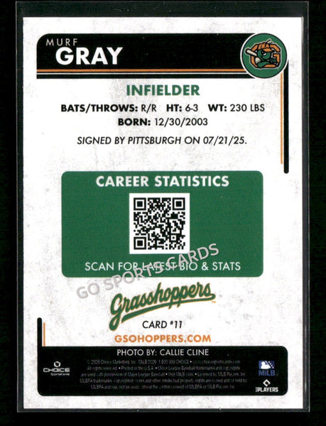 2026 Greensboro Grasshoppers Murf Gray