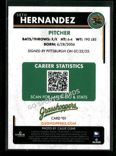 2026 Greensboro Grasshoppers Seth Hernandez