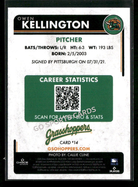 2026 Greensboro Grasshoppers Owen Kellington