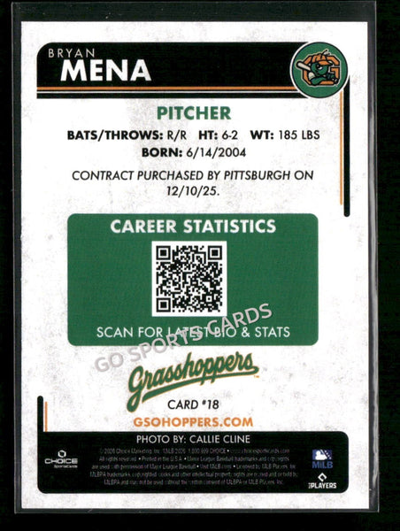2026 Greensboro Grasshoppers Bryan Mena