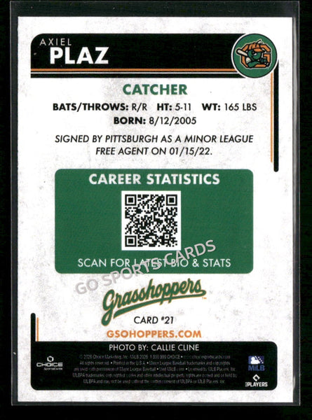 2026 Greensboro Grasshoppers Axiel Plaz