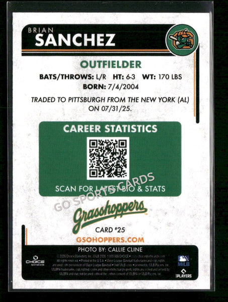 2026 Greensboro Grasshoppers Brian Sanchez
