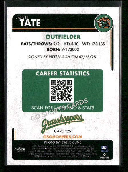 2026 Greensboro Grasshoppers Josh Tate