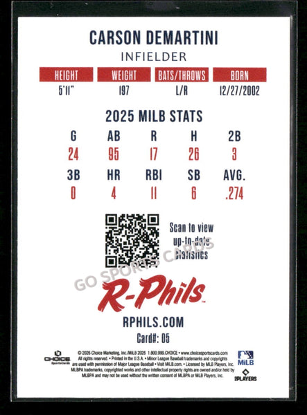 2026 Reading Fightin Phils 2nd Carson Demartini