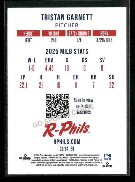 2026 Reading Fightin Phils 2nd Tristan Garnett