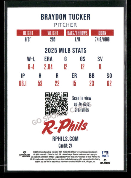 2026 Reading Fightin Phils 2nd Braydon Tucker