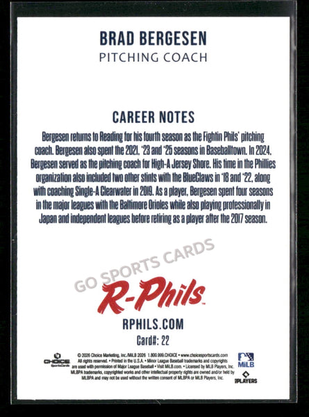 2026 Reading Fightin Phils 2nd Brad Bergesen