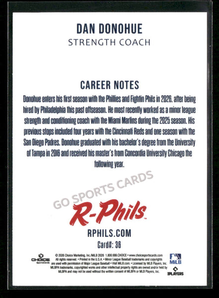 2026 Reading Fightin Phils 2nd Dan Donohue