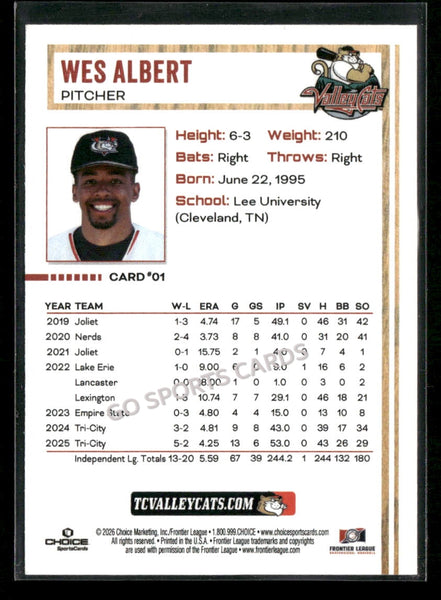2026 Tri City Valleycats Wes Albert