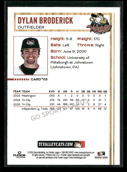 2026 Tri City Valleycats Dylan Broderick