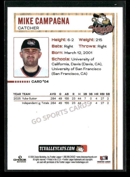 2026 Tri City Valleycats Mike Campagna