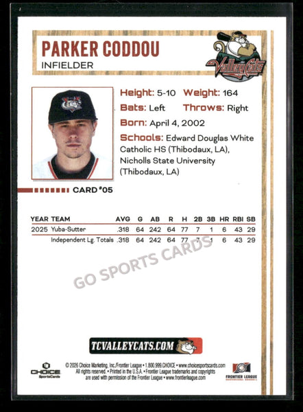 2026 Tri City Valleycats Parker Coddou