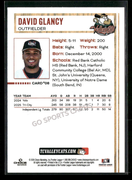 2026 Tri City Valleycats David Glancy