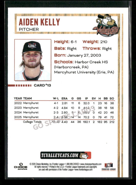 2026 Tri City Valleycats Aiden Kelly
