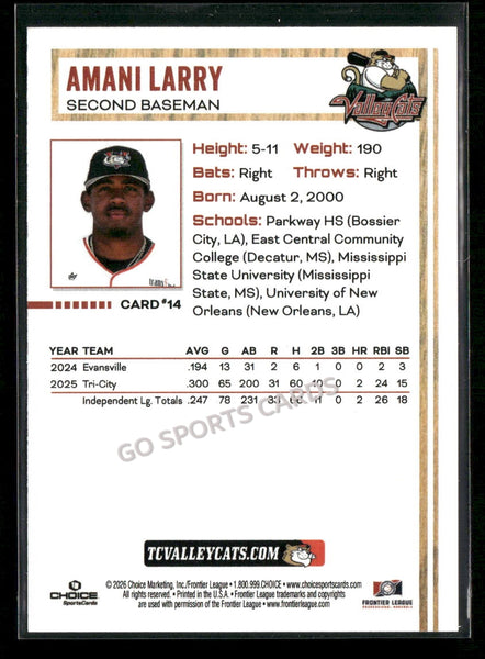 2026 Tri City Valleycats Amani Larry